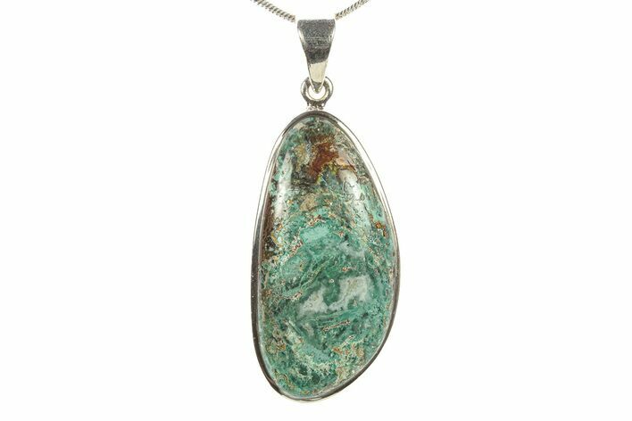 Polished Chrysocolla Agate Pendant - Sterling Silver #279636